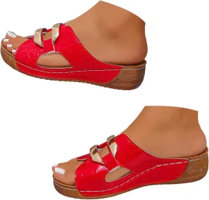 2025 Orthopedic Sandals for Women Arch Support Comfortable Ladies Dress Wedge Heel Shoe Breathable Non-Slip Walking Footwear Summer Beach Vacation Slippers Fashion Open Toe Soft Sole Casual Slides