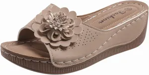 2025 Orthopedic Sandals for Women Fashion Cute Flower Walking Footwear with Arch Support Comfortable Ladies Dressy Wedge Heel Shoe Breathable Non-Slip Open Toe Soft Sole Casual Slides