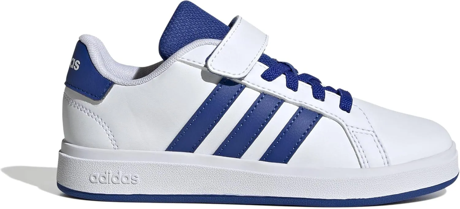 adidas Unisex-Child Grand Court 2.0 Elastic Lace & Strap Sneaker
