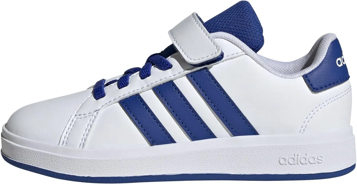 adidas Unisex-Child Grand Court 2.0 Elastic Lace & Strap Sneaker