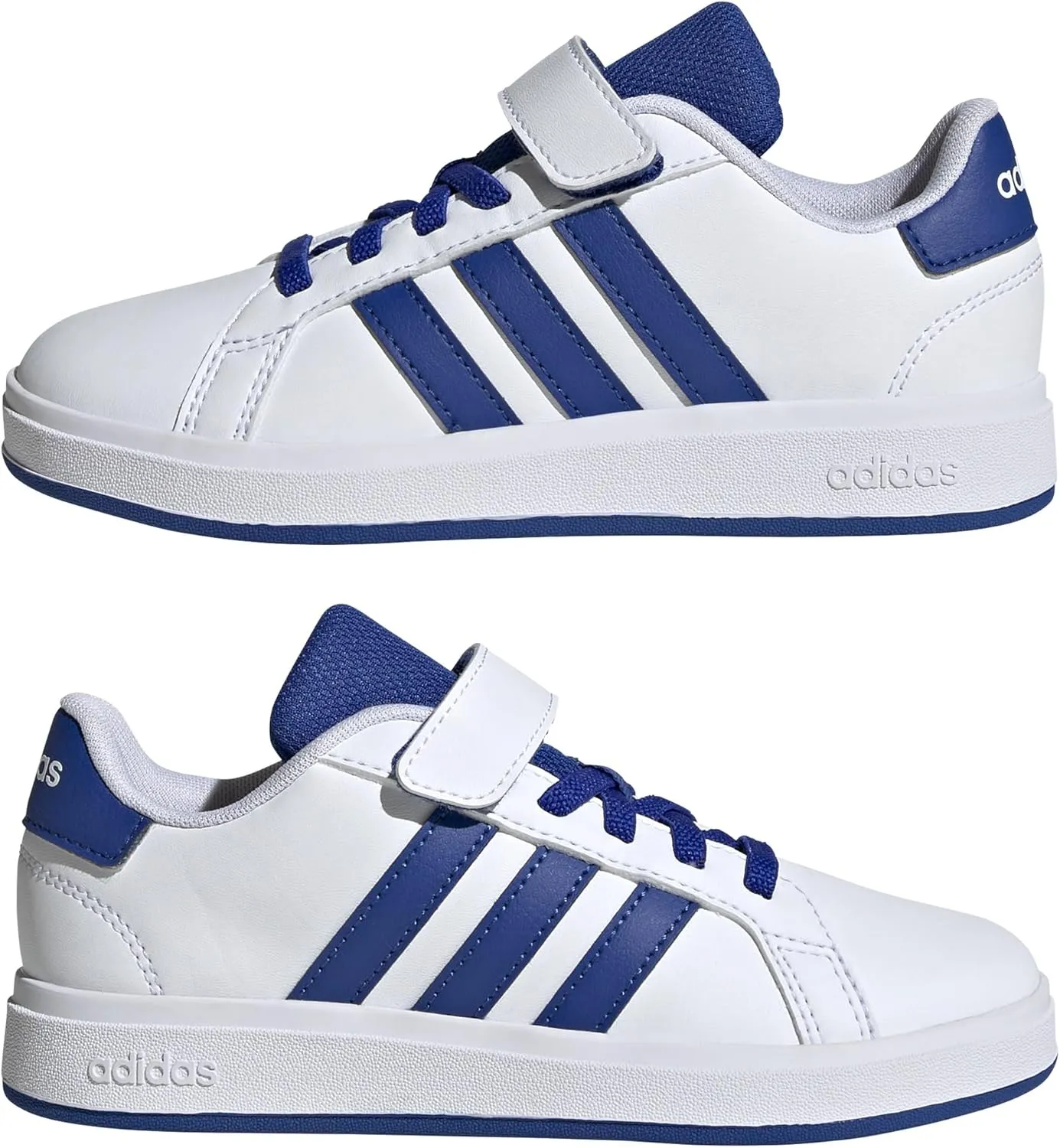 adidas Unisex-Child Grand Court 2.0 Elastic Lace & Strap Sneaker