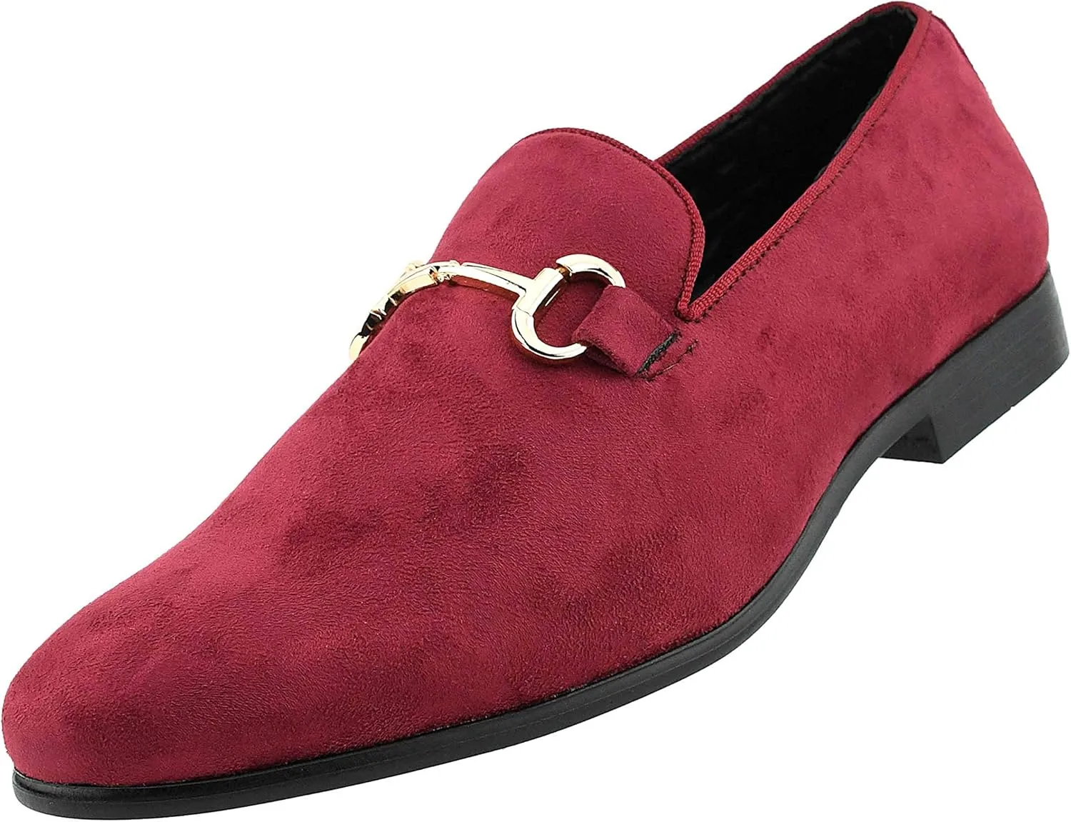 Amali Bradford - Microfiber Men's Slip-On Loafer with Gold Metal Bit - Smoking Slip On Dress Shoes for Men - Microfiber Formal Loafers for Men