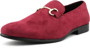 Amali Bradford - Microfiber Men's Slip-On Loafer with Gold Metal Bit - Smoking Slip On Dress Shoes for Men - Microfiber Formal Loafers for Men