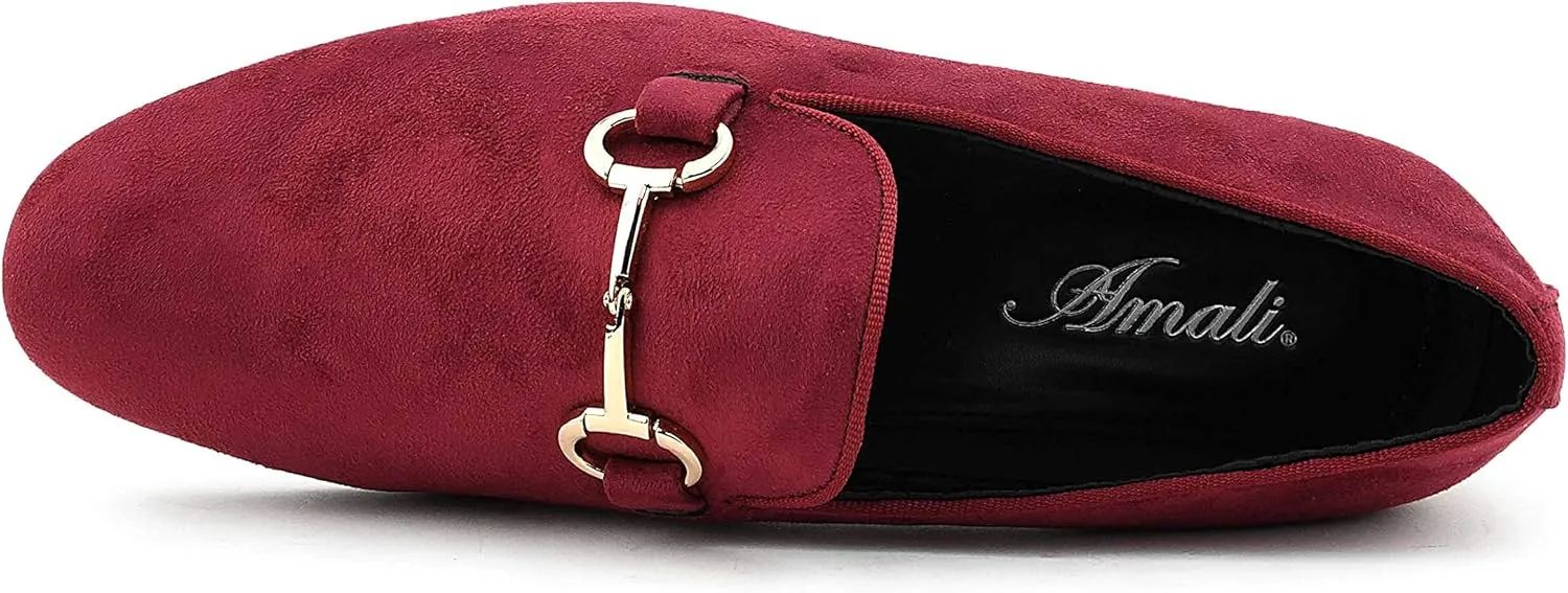 Amali Bradford - Microfiber Men's Slip-On Loafer with Gold Metal Bit - Smoking Slip On Dress Shoes for Men - Microfiber Formal Loafers for Men