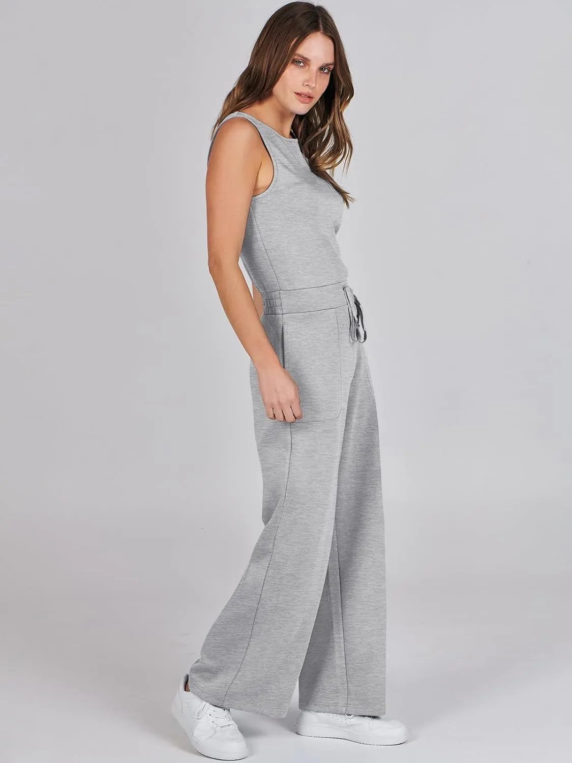 ANRABESS Womens Jumpsuits 2025 Summer Casual Dressy Romper Sleeveless Wide Leg Long Pants One Piece Outfits Vacation Clothes
