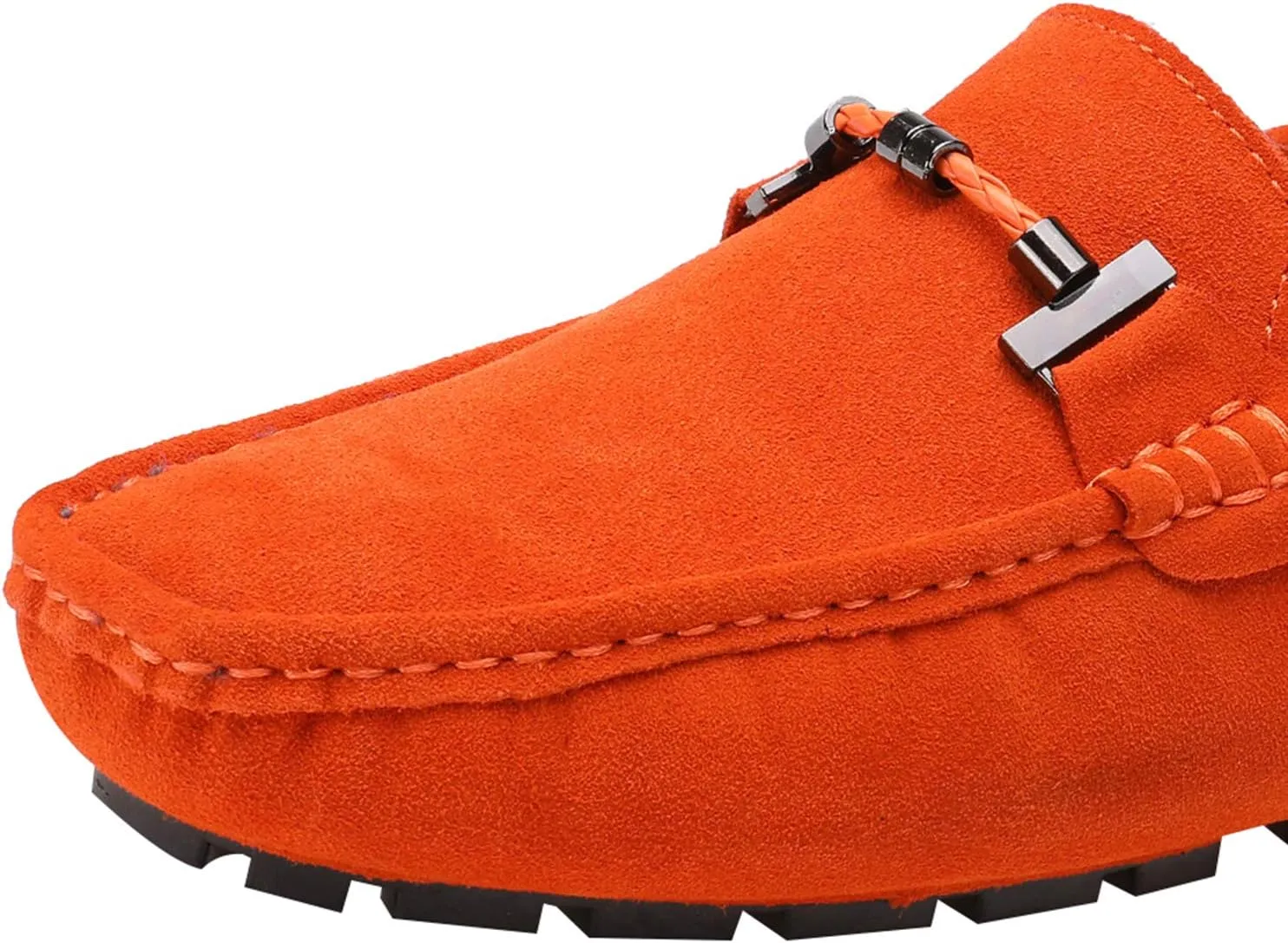ANUFER Mens Elegant Buckle Loafers Comfort Suede Driving Shoes Stylish Moccasin Slippers