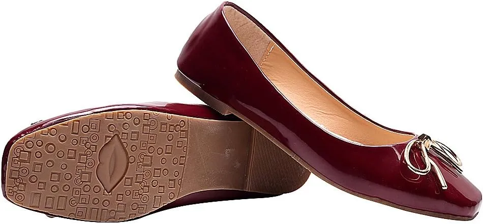 ANUFER Women Lovely Bow Tie Ballerinas Comfy Square Toe Ballet Flats Slippers Pumps Dolly Shoes