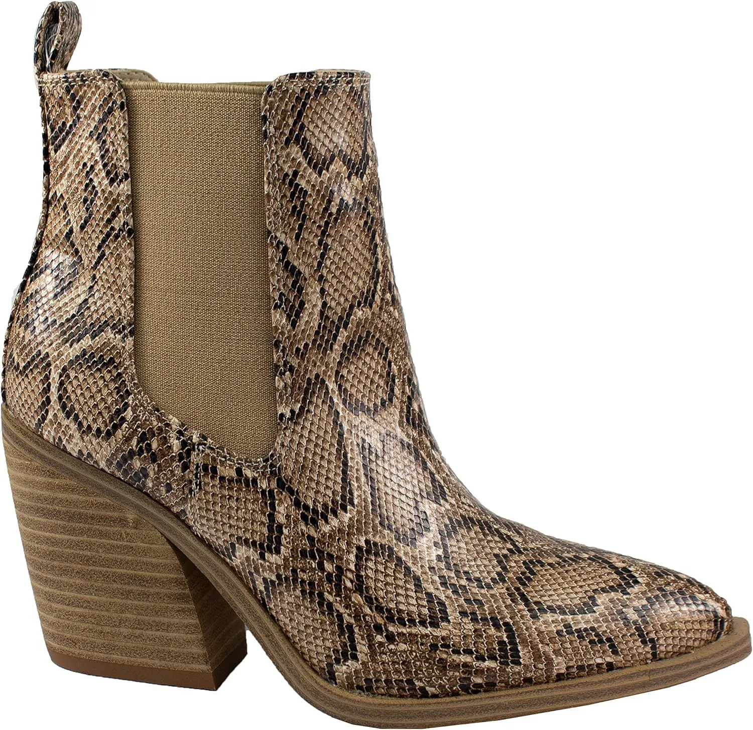 ARiderGirl Dako Western Booties Animal Prints Ankle Boot with Stacked Heel Pointed Toe Boots