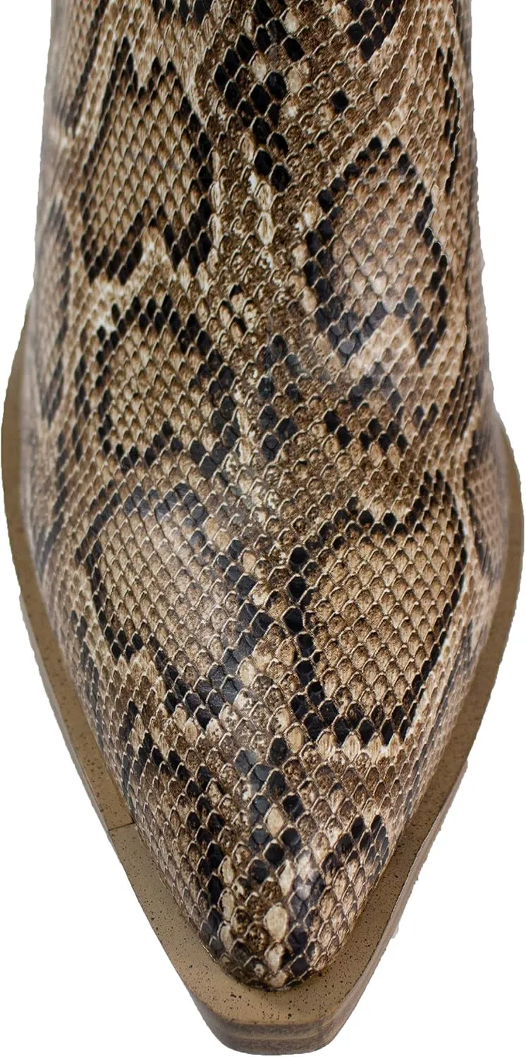 ARiderGirl Dako Western Booties Animal Prints Ankle Boot with Stacked Heel Pointed Toe Boots