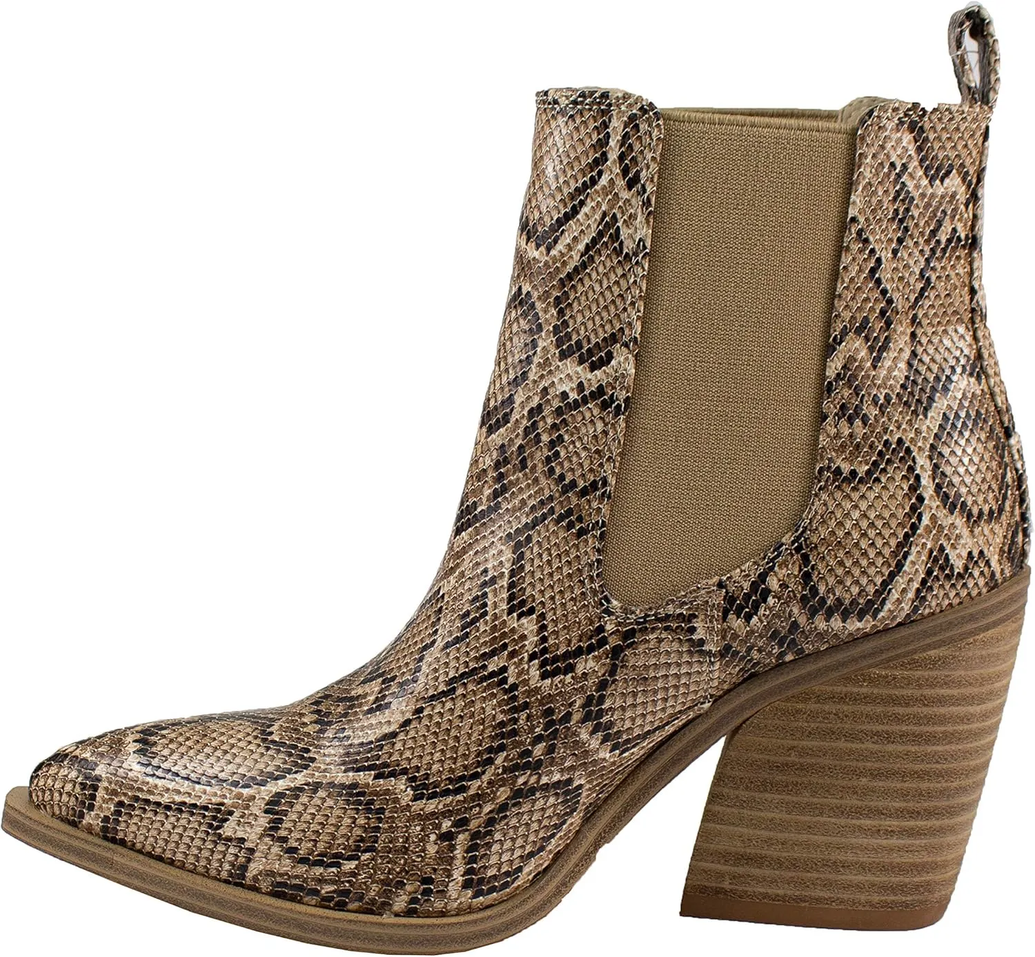 ARiderGirl Dako Western Booties Animal Prints Ankle Boot with Stacked Heel Pointed Toe Boots