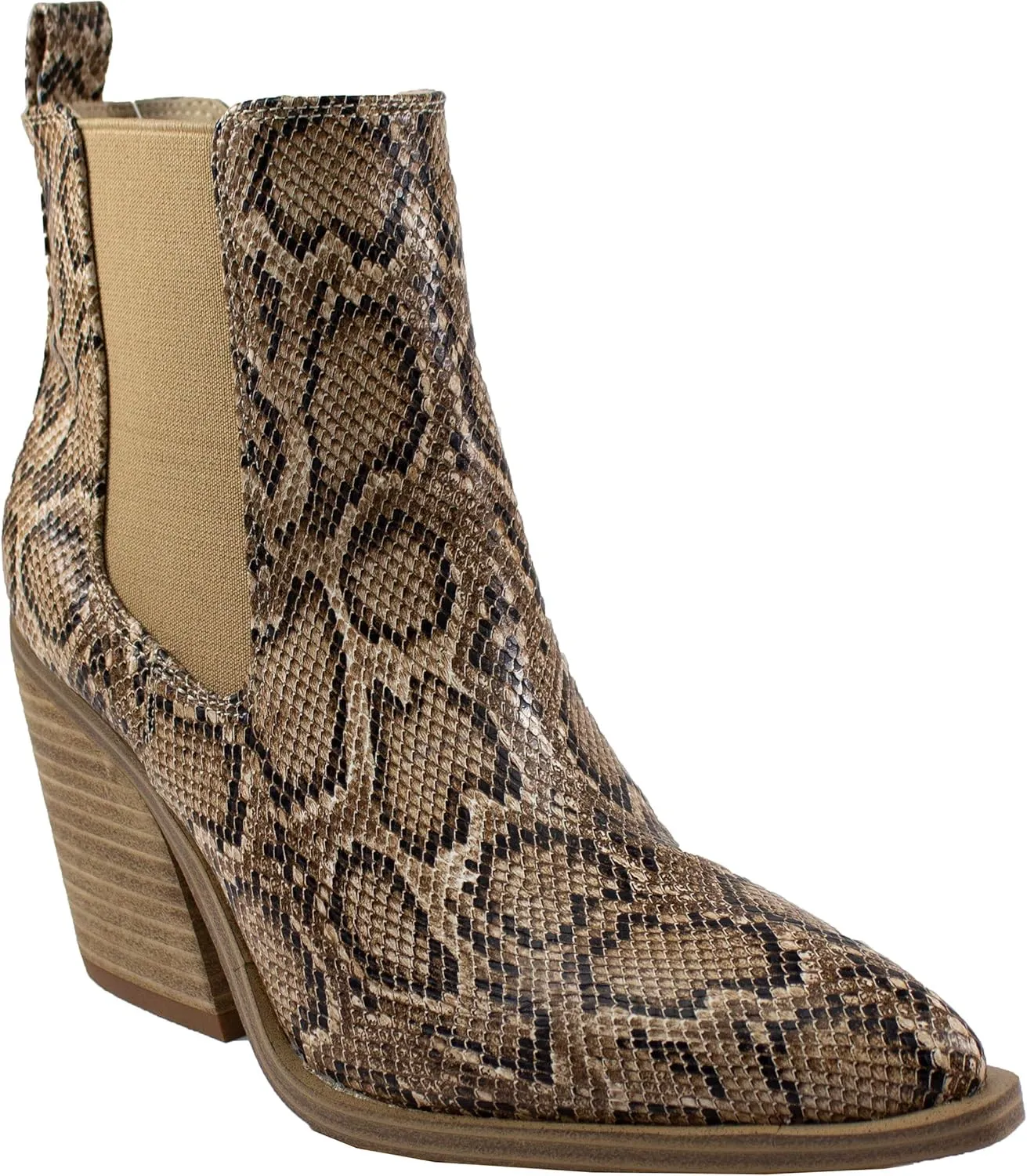 ARiderGirl Dako Western Booties Animal Prints Ankle Boot with Stacked Heel Pointed Toe Boots