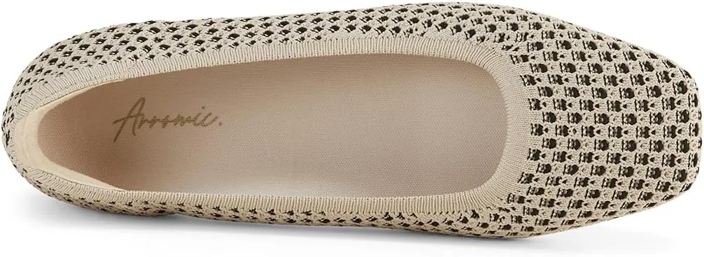 Arromic Flats for Women Square Toe Knit Ballet Flats Comfortable Dressy Slip On Washable Walking Shoes for Dressy Casual Work