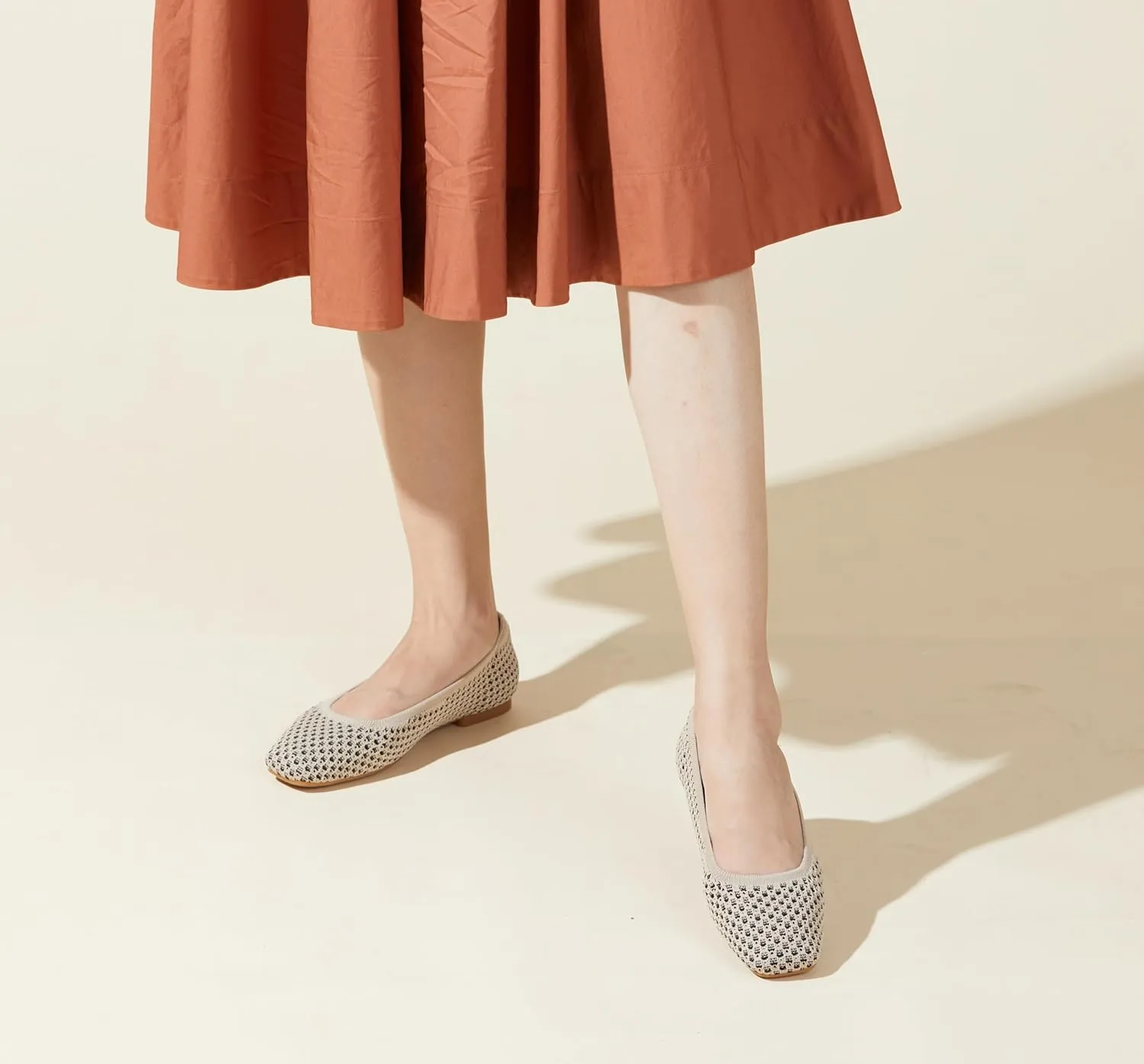 Arromic Flats for Women Square Toe Knit Ballet Flats Comfortable Dressy Slip On Washable Walking Shoes for Dressy Casual Work