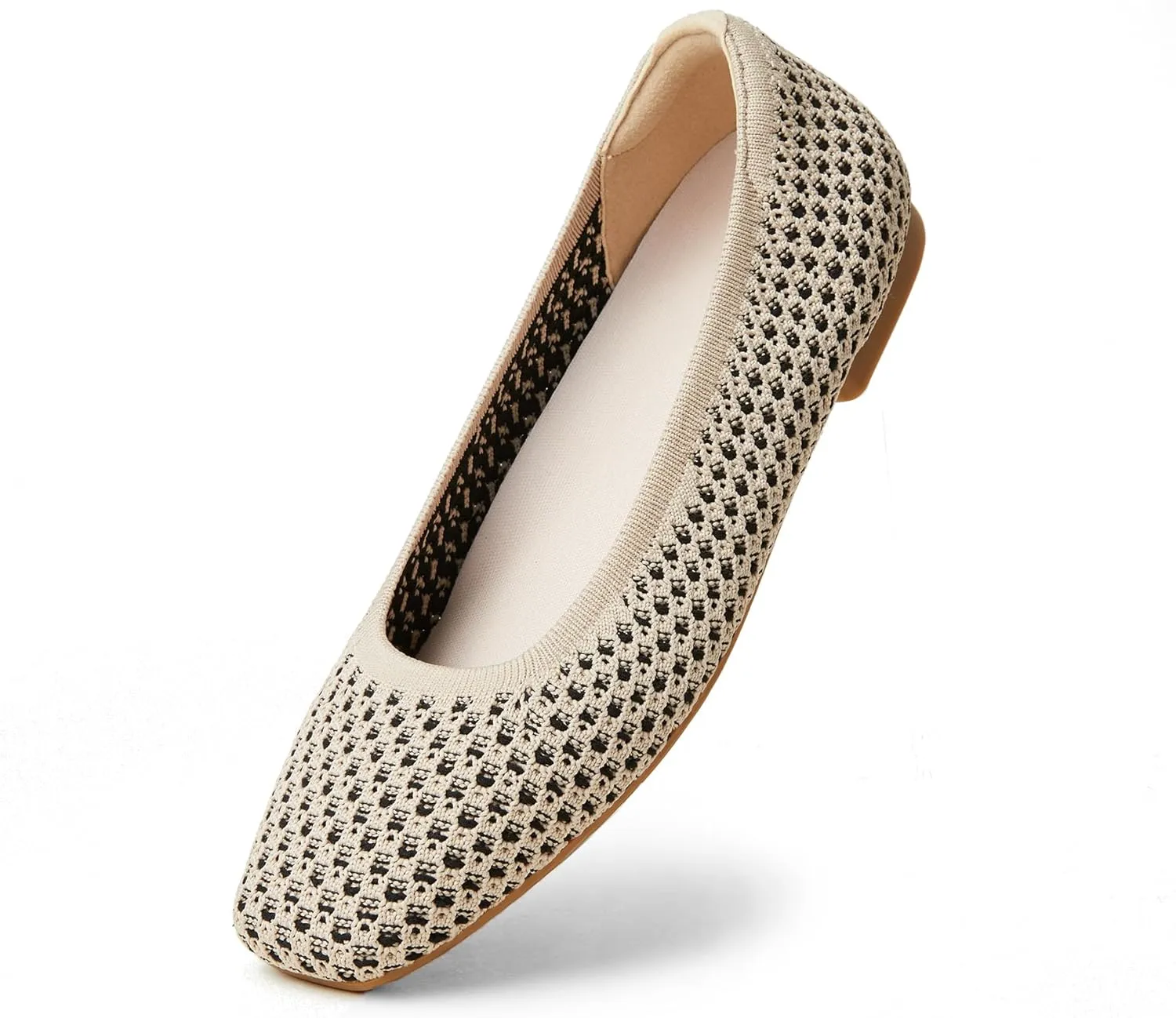 Arromic Flats for Women Square Toe Knit Ballet Flats Comfortable Dressy Slip On Washable Walking Shoes for Dressy Casual Work