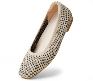 Arromic Flats for Women Square Toe Knit Ballet Flats Comfortable Dressy Slip On Washable Walking Shoes for Dressy Casual Work