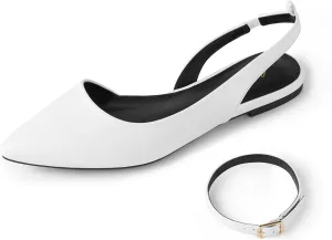 Arromic Women's Slingback Flats Shoes Pointed Toe Two-Way Wear Adjustable Ankle Strap Slip on Shoes