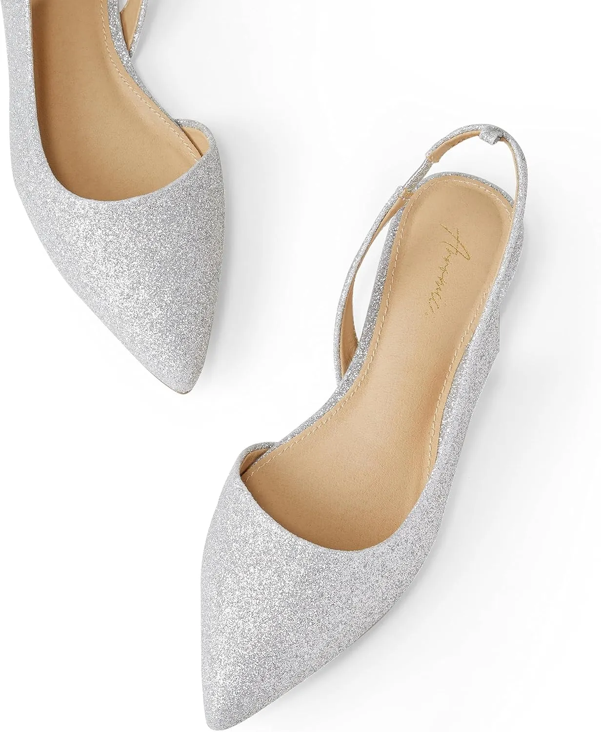 Arromic Women's Slingback Flats Shoes Pointed Toe Two-Way Wear Adjustable Ankle Strap Slip on Shoes