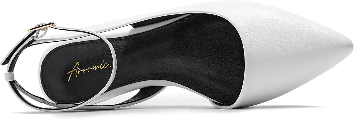 Arromic Women's Slingback Flats Shoes Pointed Toe Two-Way Wear Adjustable Ankle Strap Slip on Shoes