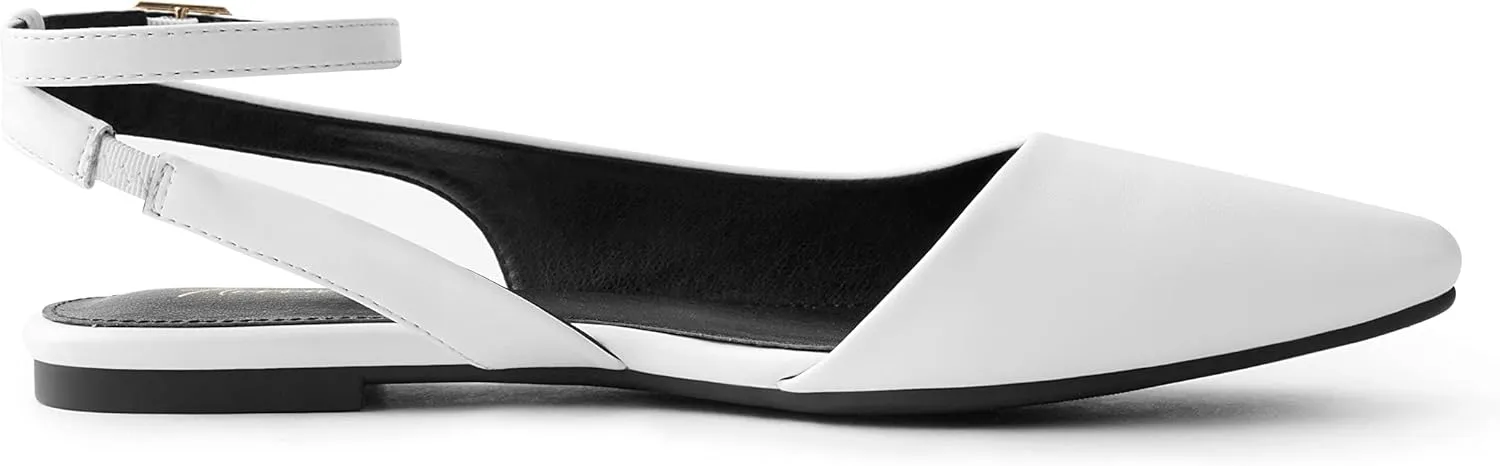Arromic Women's Slingback Flats Shoes Pointed Toe Two-Way Wear Adjustable Ankle Strap Slip on Shoes