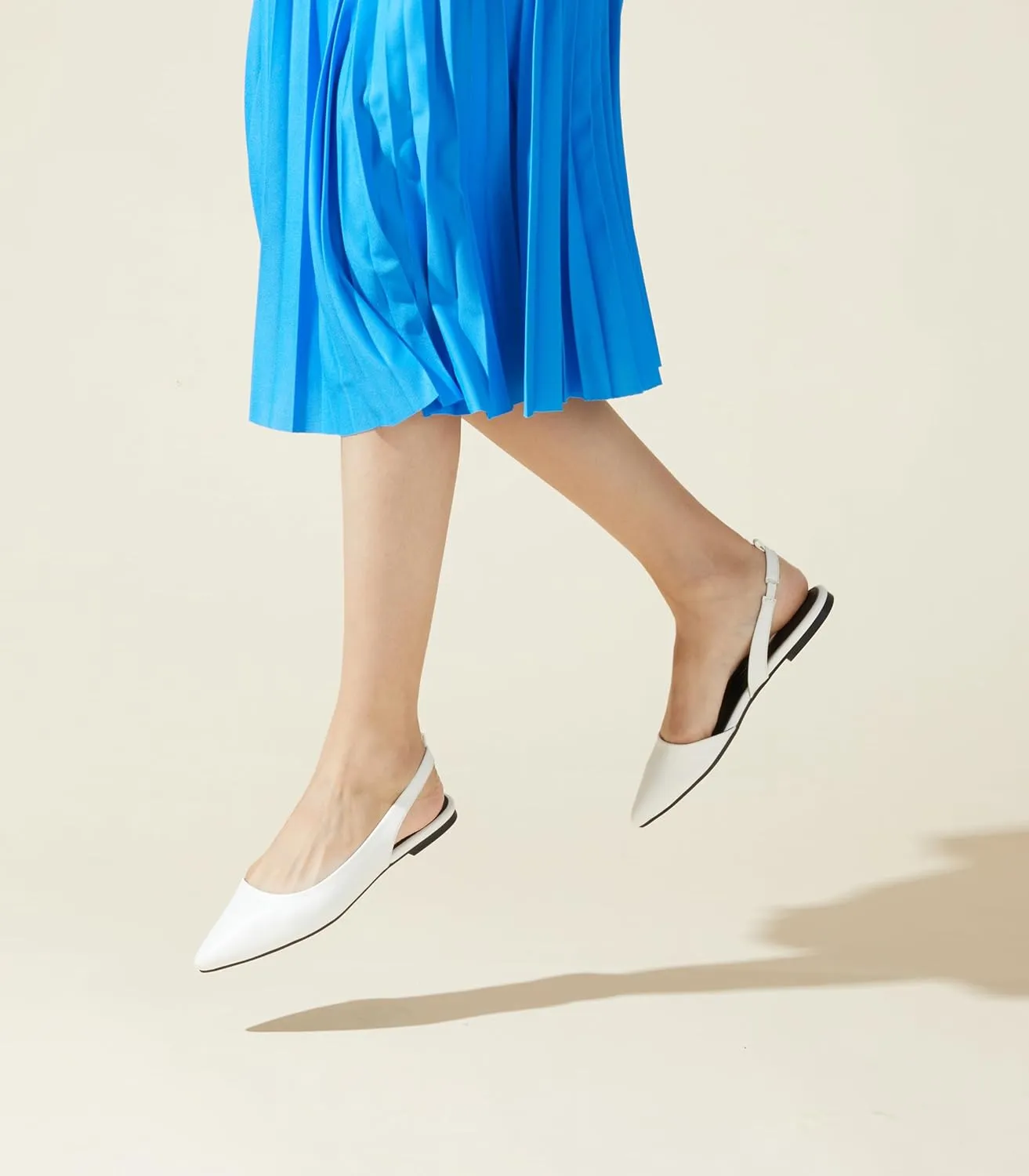 Arromic Women's Slingback Flats Shoes Pointed Toe Two-Way Wear Adjustable Ankle Strap Slip on Shoes