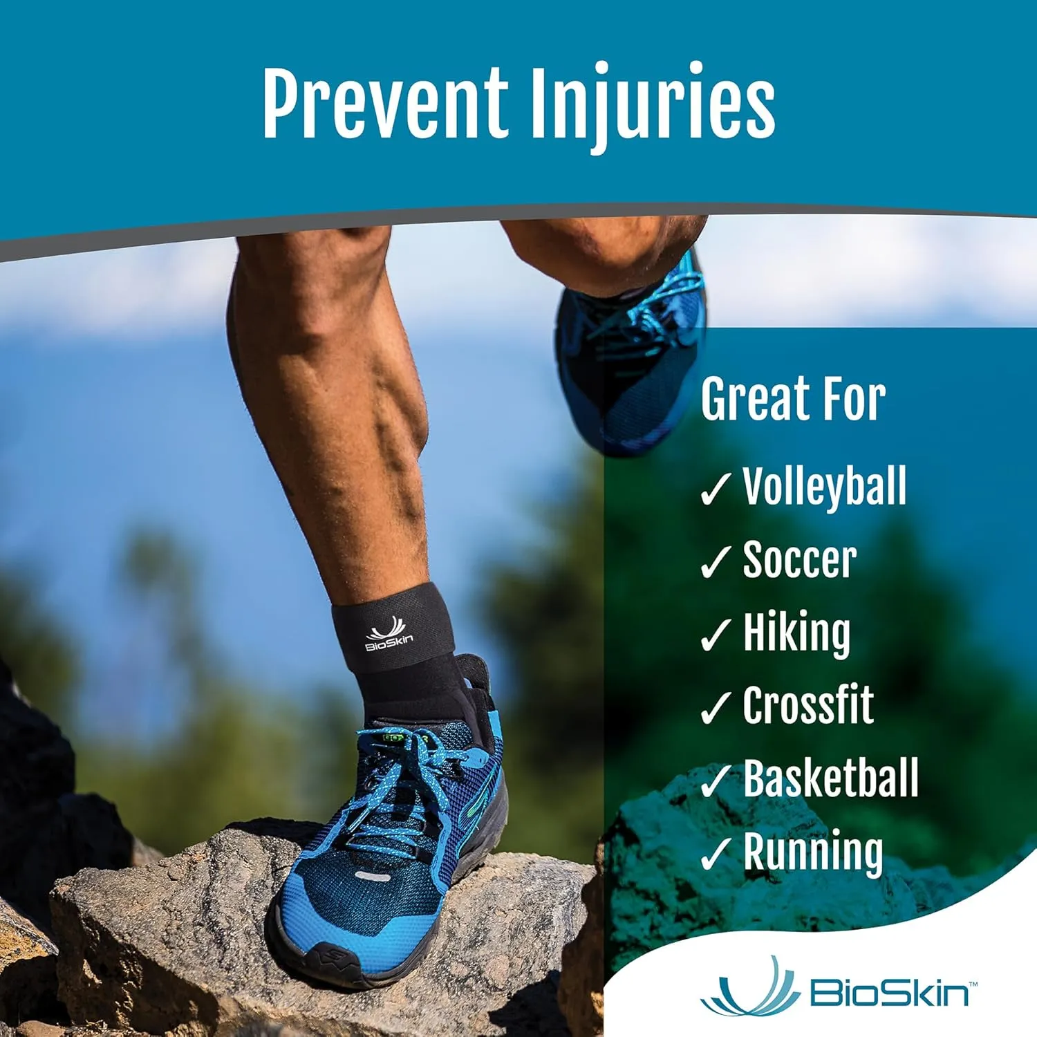 BioSkin TriLok Ankle Brace for Women & Men - Ankle Brace for Sprained Ankle, Plantar Fasciitis Relief, Foot Arch Support, Peroneal Tendonitis Relief, & PTTD Support, HSA or FSA Eligible