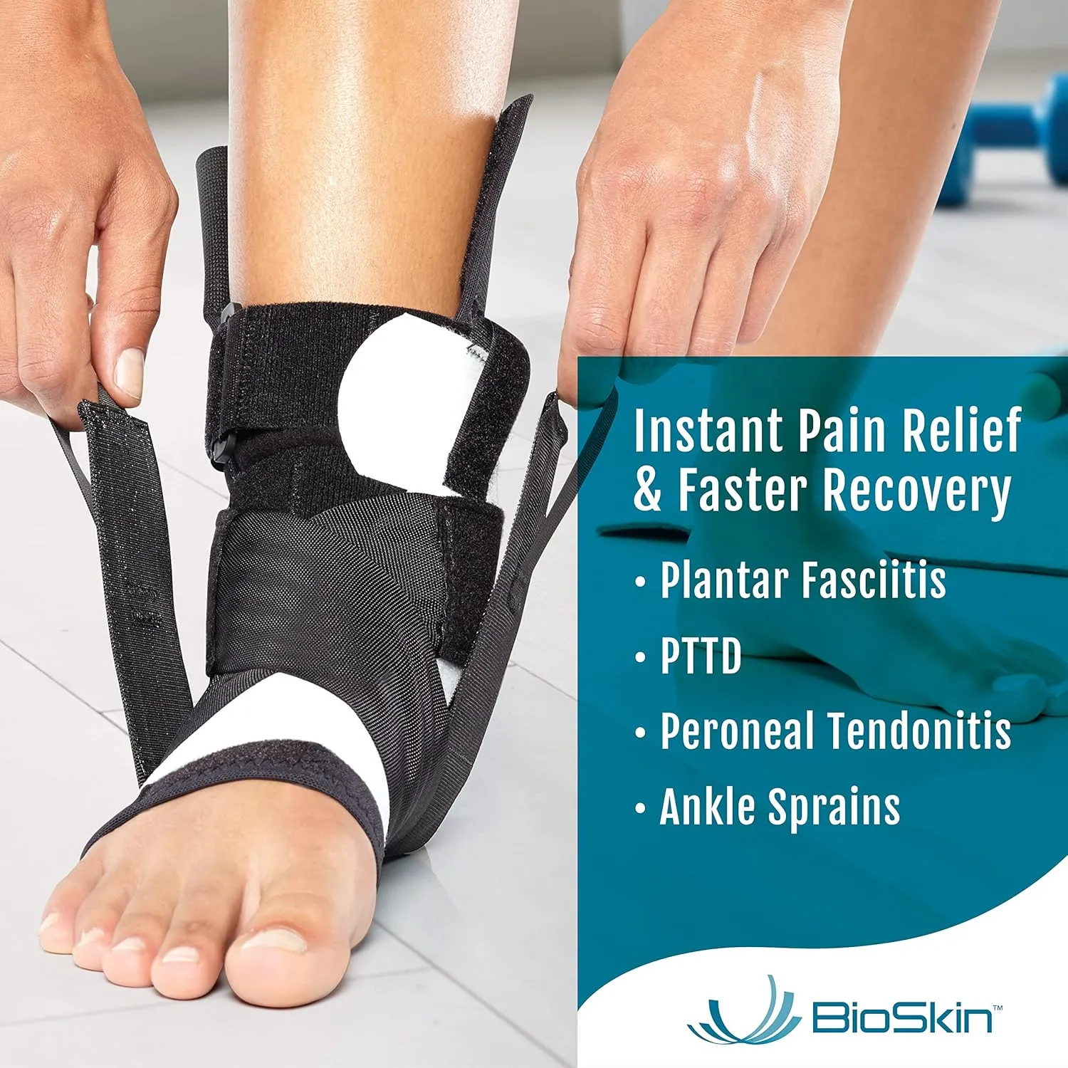 BioSkin TriLok Ankle Brace for Women & Men - Ankle Brace for Sprained Ankle, Plantar Fasciitis Relief, Foot Arch Support, Peroneal Tendonitis Relief, & PTTD Support, HSA or FSA Eligible