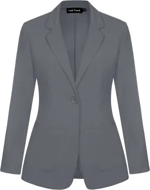 Blazers for Women Long Sleeve Button Front Blazer Notch Lapel Casual Work Office Suit Jackets with Pocket