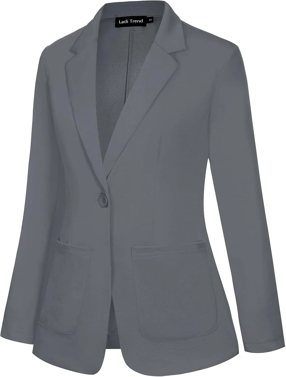 Blazers for Women Long Sleeve Button Front Blazer Notch Lapel Casual Work Office Suit Jackets with Pocket