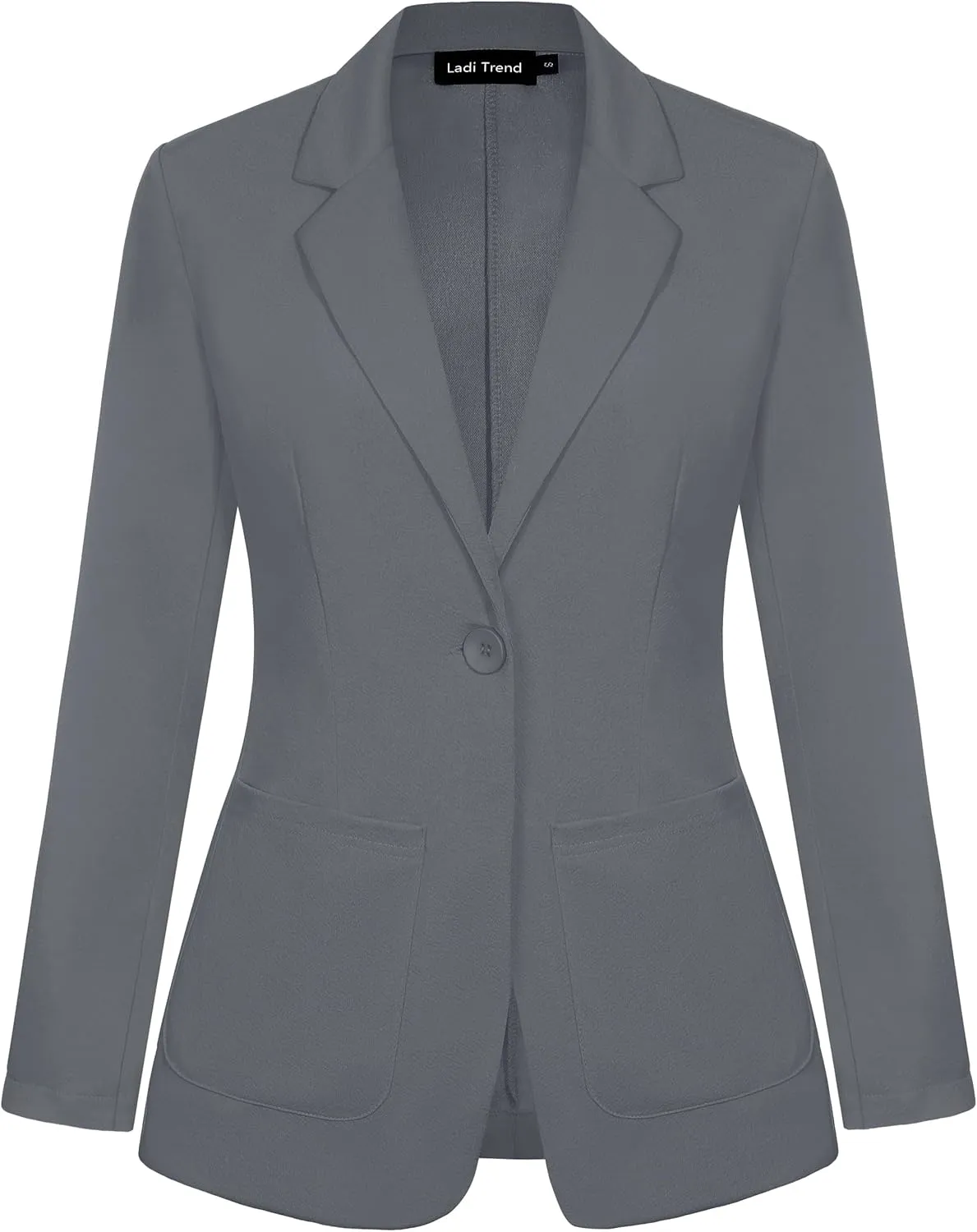 Blazers for Women Long Sleeve Button Front Blazer Notch Lapel Casual Work Office Suit Jackets with Pocket