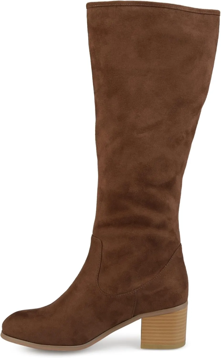Brinley Co. Womens Regular and Wide Calf Faux Suede Mid-calf Stacked Wood Heel Boots