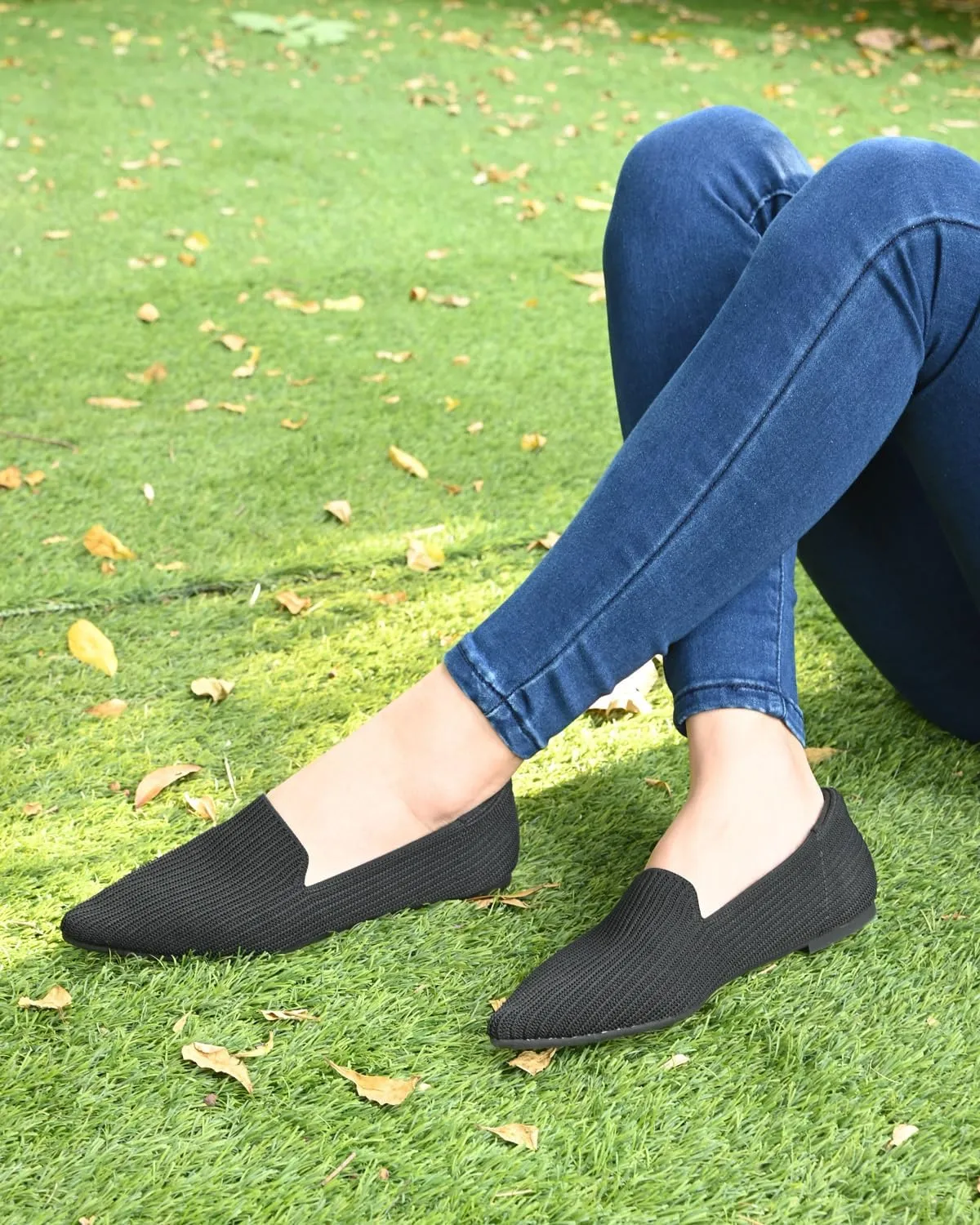 Brown Women's One Size Pointed Toe Slip-On Knit Ballet Flats for Dressy Casual Office Work Walking Flats