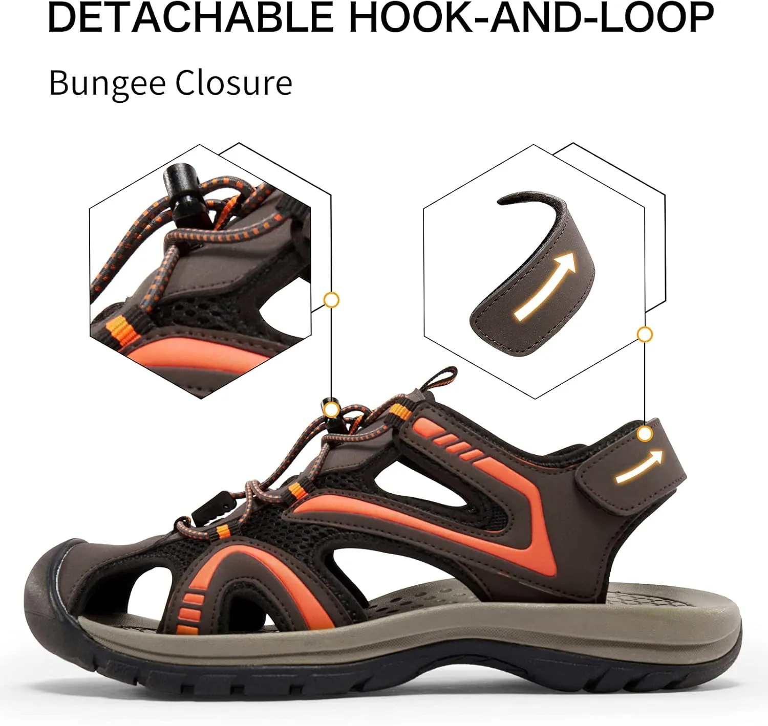 CAMEL CROWN Men's Hiking Sandals Waterproof Walking Sandals Closed Toe Athletic Sport Arch Support Summer Outdoor
