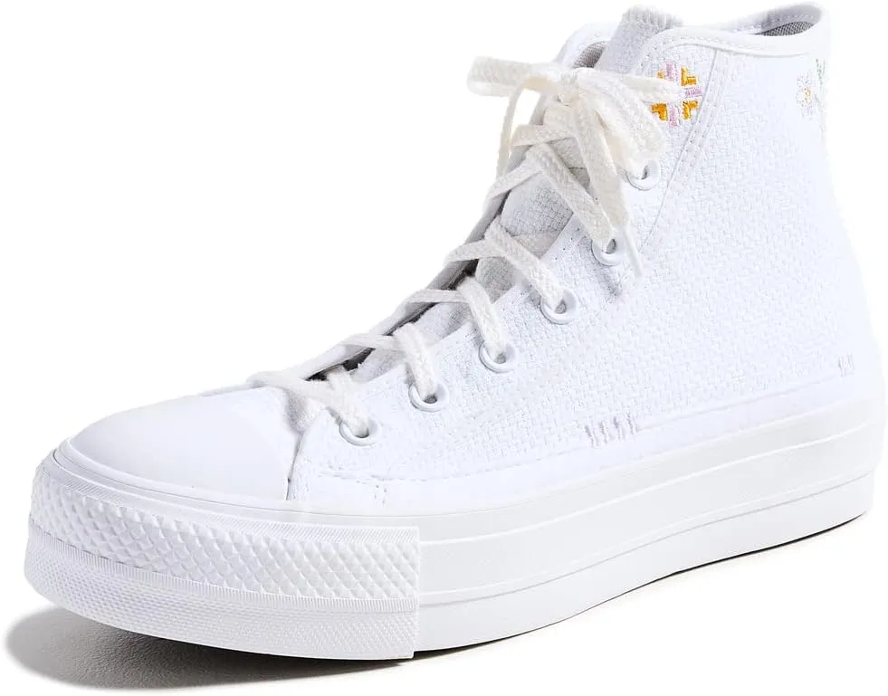 Converse Women's Chuck Taylor All Star Lift High Top Sneakers, White/Moonstone Violet/Mouse, 5.5 Medium US