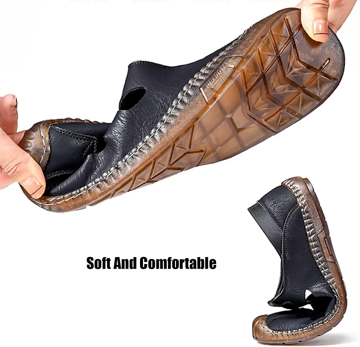 Cubicbee Mens Closed Toe Handmade Sewing Fisherman Sandals Comfortable Breathable Slip on Loafers Outdoor Fashion Beach Hiking Sports Sandals