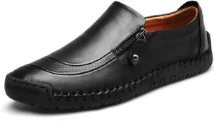Dress Shoes for Men Lightweight Oxfords Zipper Slip On Flat Loafers Driving Shoes Vintage Walking Casual Boat Shoes