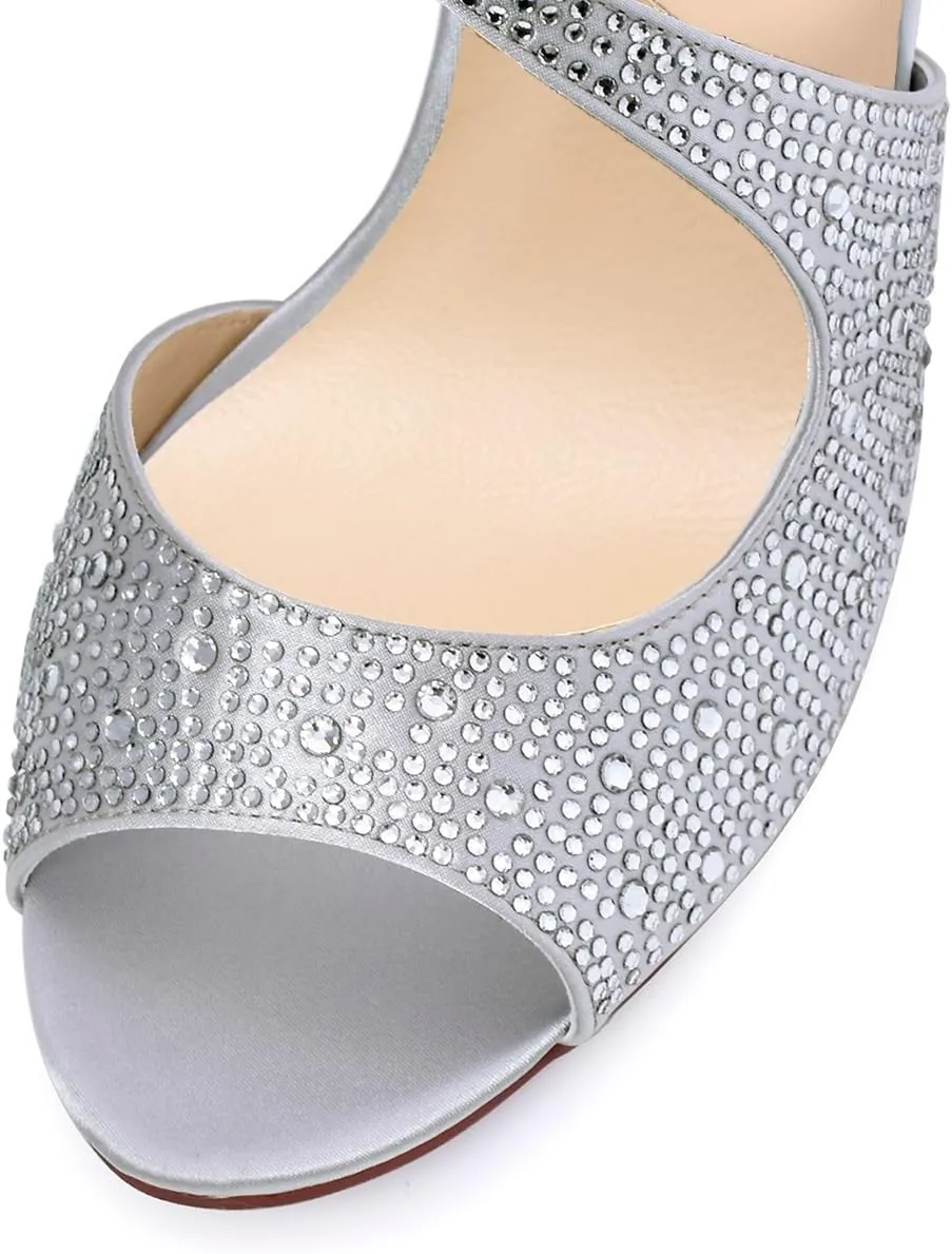 ELEGANTPARK Sandals for Women Peep Toe High Heels Cross Strappy Wedding Evening Dress Shoes Buckle Stain