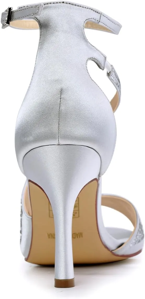 ELEGANTPARK Sandals for Women Peep Toe High Heels Cross Strappy Wedding Evening Dress Shoes Buckle Stain