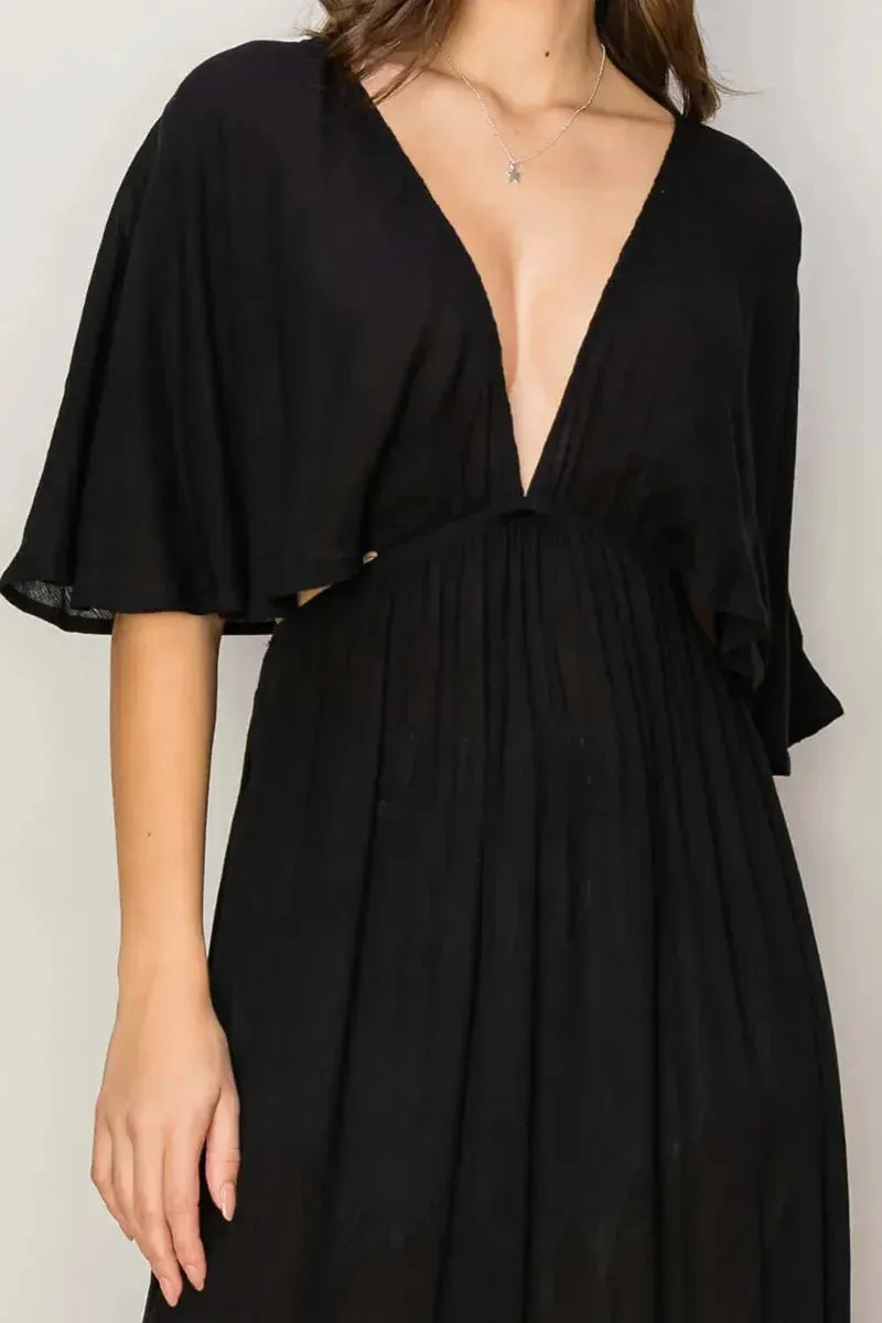 Ethereal Plunging V-Neck Open Back Maxi Cover-Up Kimono Dress