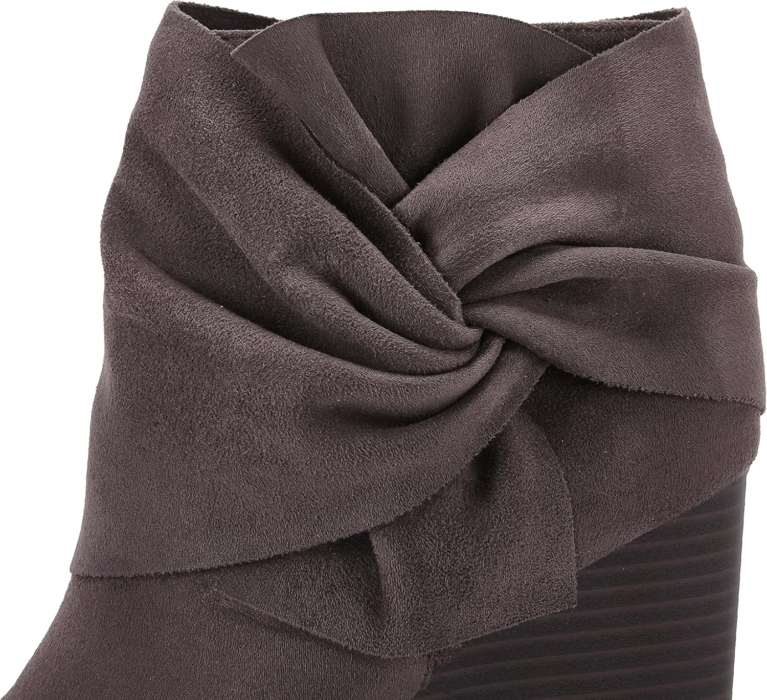 Fashare Womens Wedge Booties Ankle Heels Boots Bow Knot Stacked Heeled Winter Dress Shoes
