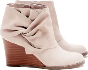 Fashare Womens Wedge Booties Ankle Heels Boots Bow Knot Stacked Heeled Winter Dress Shoes