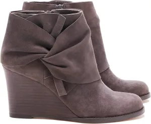 Fashare Womens Wedge Booties Ankle Heels Boots Bow Knot Stacked Heeled Winter Dress Shoes