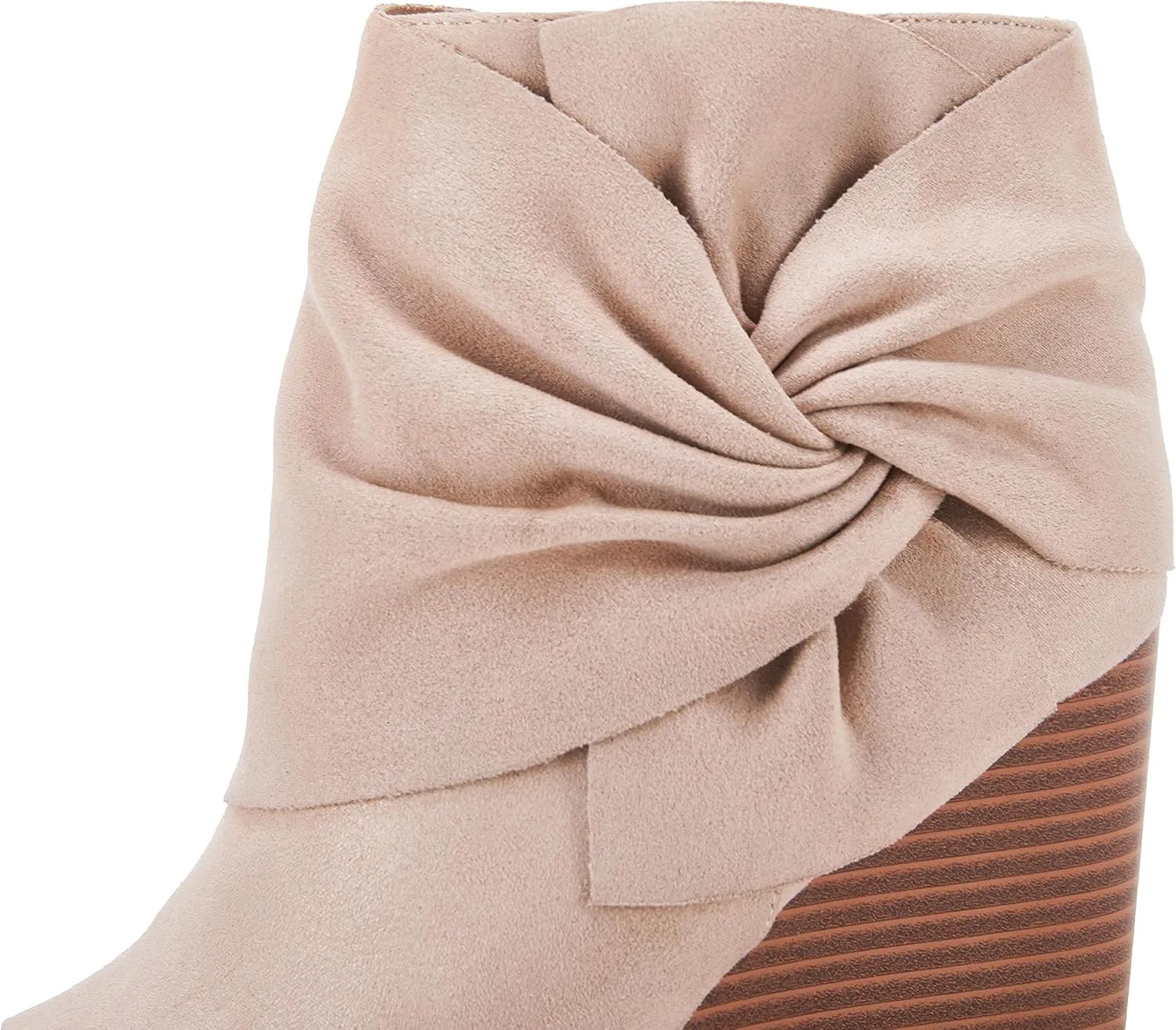 Fashare Womens Wedge Booties Ankle Heels Boots Bow Knot Stacked Heeled Winter Dress Shoes