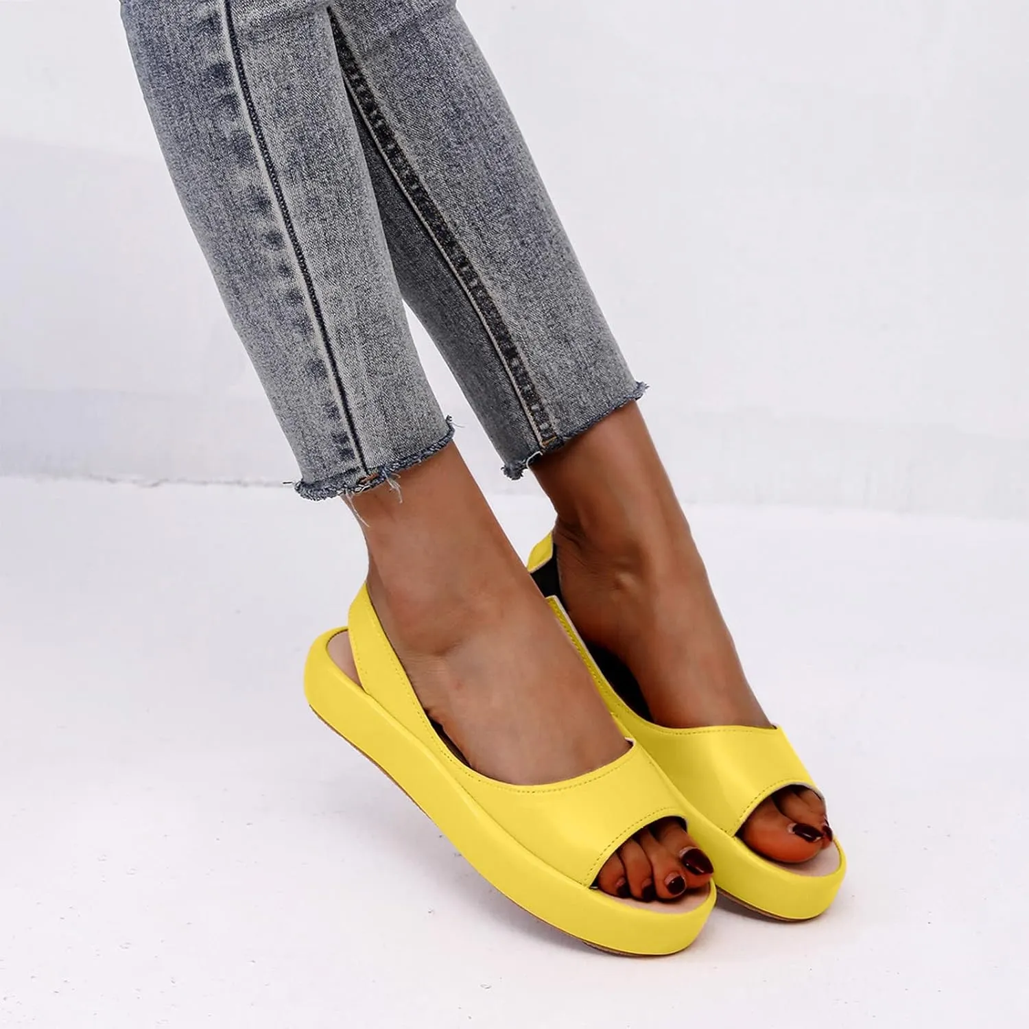 Fashion 2025 Women's Casual Slingback Sandals Summer Comfy Flats Dressy Platform Sandal Shoes Open Toe Footwear