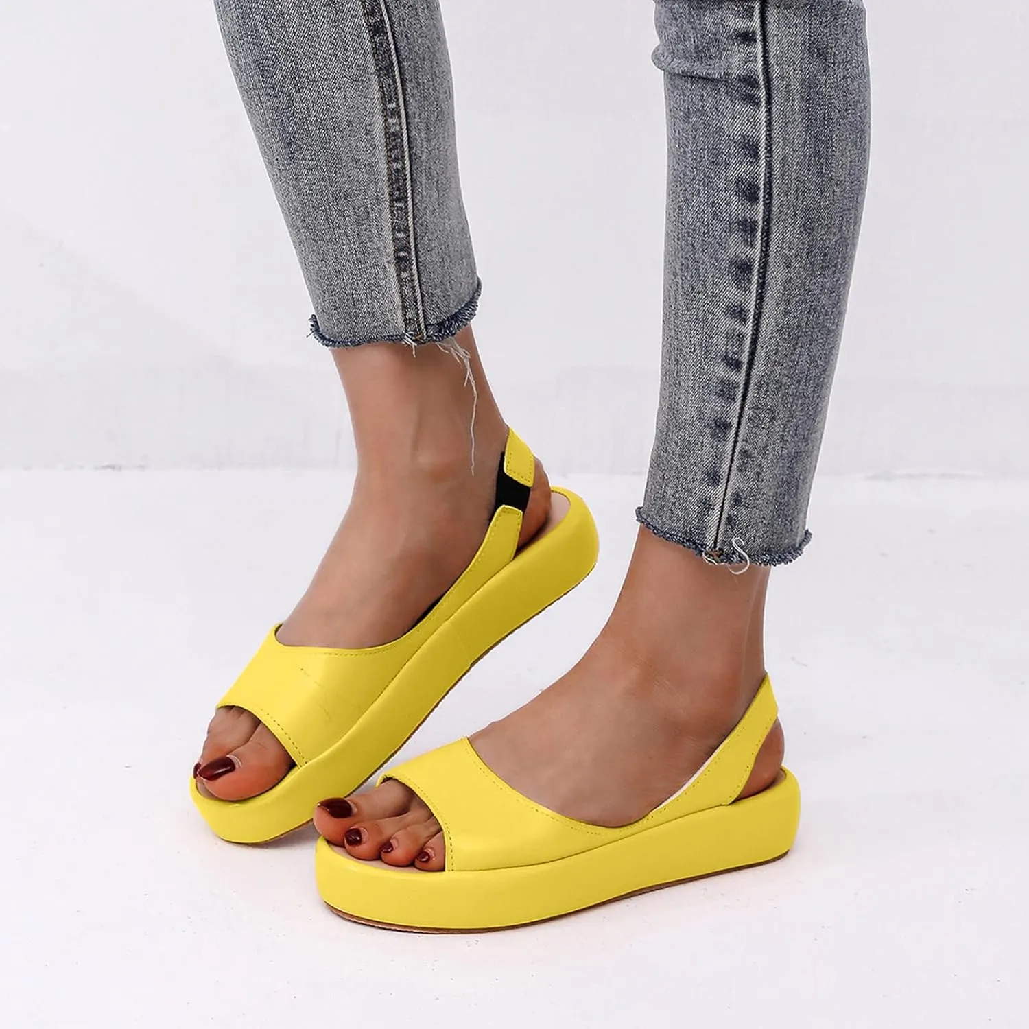Fashion 2025 Women's Casual Slingback Sandals Summer Comfy Flats Dressy Platform Sandal Shoes Open Toe Footwear