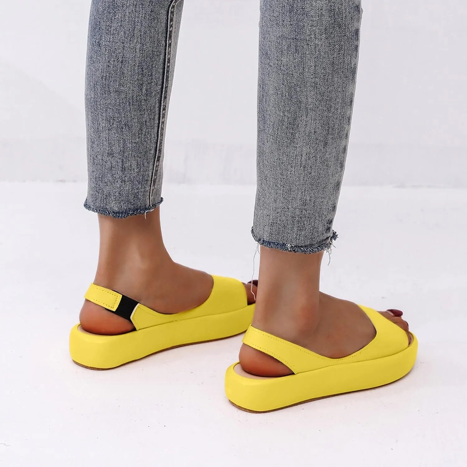 Fashion 2025 Women's Casual Slingback Sandals Summer Comfy Flats Dressy Platform Sandal Shoes Open Toe Footwear