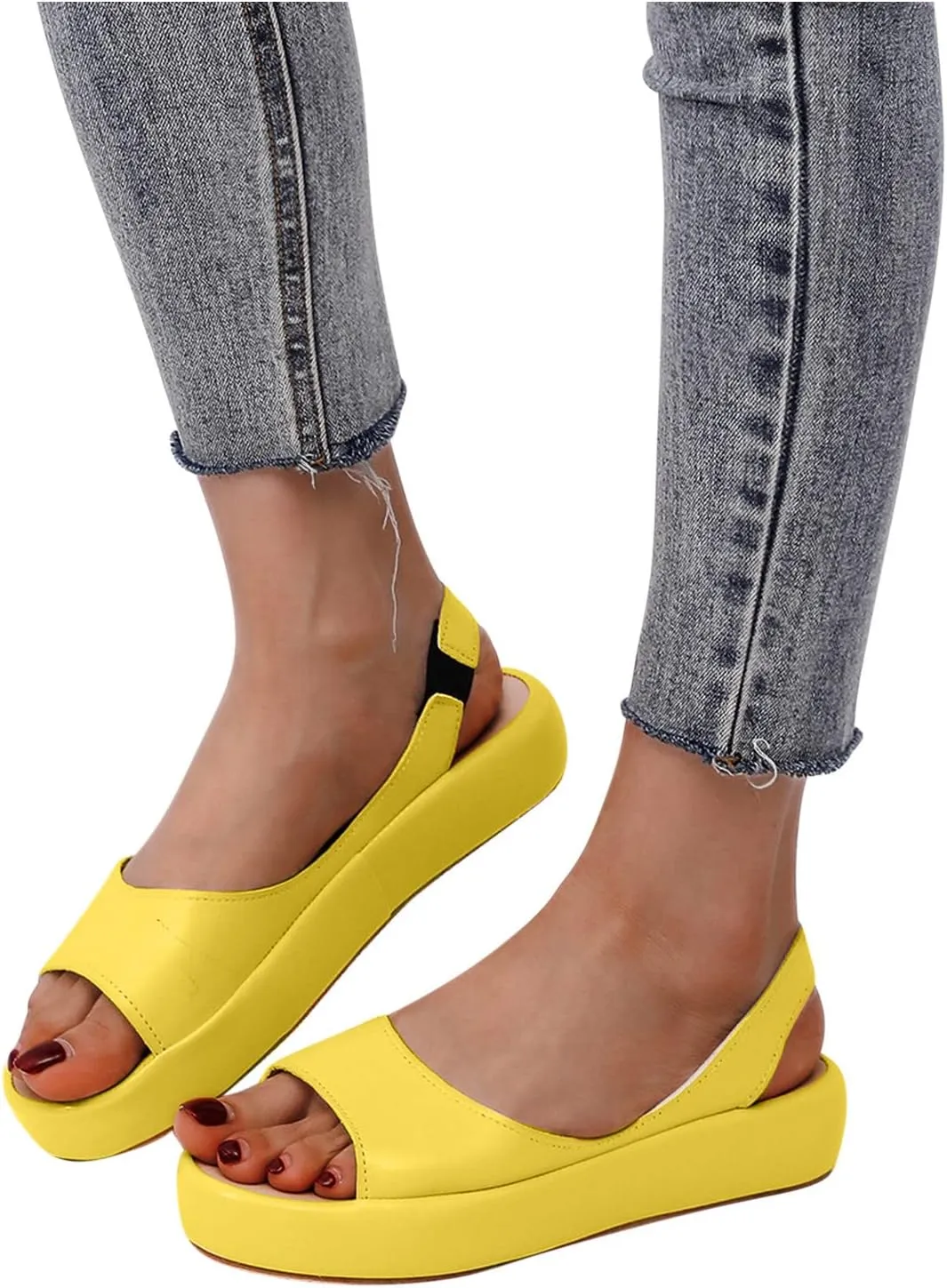 Fashion 2025 Women's Casual Slingback Sandals Summer Comfy Flats Dressy Platform Sandal Shoes Open Toe Footwear