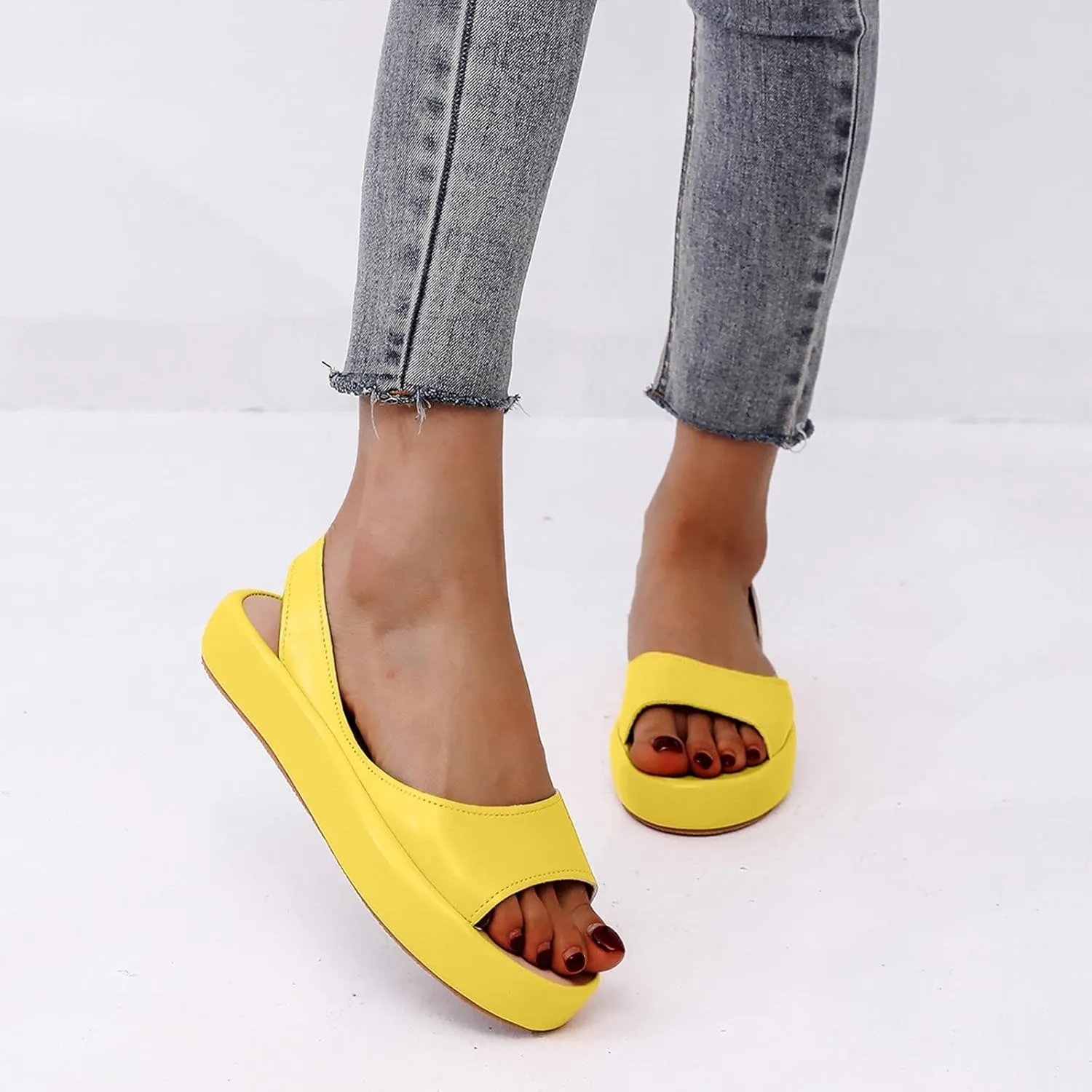 Fashion 2025 Women's Casual Slingback Sandals Summer Comfy Flats Dressy Platform Sandal Shoes Open Toe Footwear