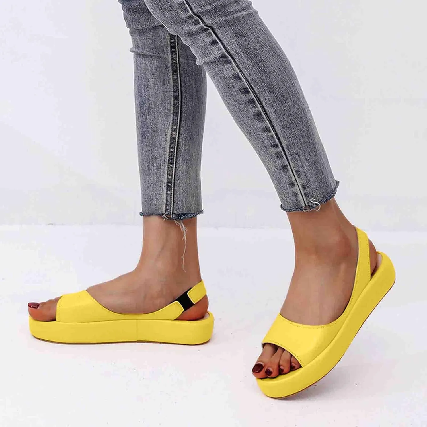 Fashion 2025 Women's Casual Slingback Sandals Summer Comfy Flats Dressy Platform Sandal Shoes Open Toe Footwear