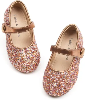 Felix & Flora Toddler Girl Dress Shoes - Flower Girl Ballet Mary Jane Flats Party School Wedding