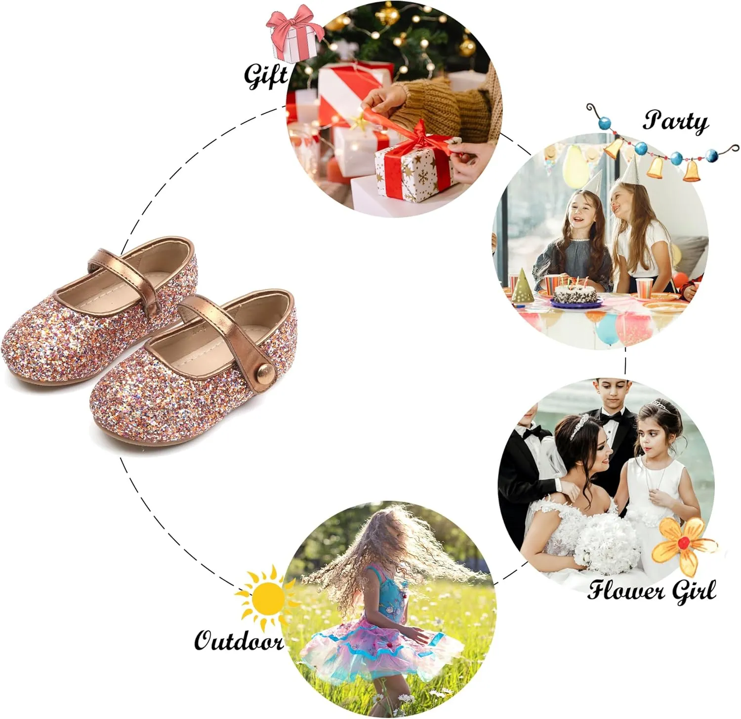 Felix & Flora Toddler Girl Dress Shoes - Flower Girl Ballet Mary Jane Flats Party School Wedding